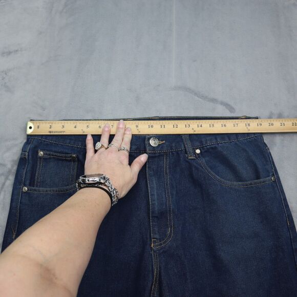 Code One Pants Mens 38 Blue Denim High Waist Flat Front Straight Leg Jeans - Picture 4 of 16